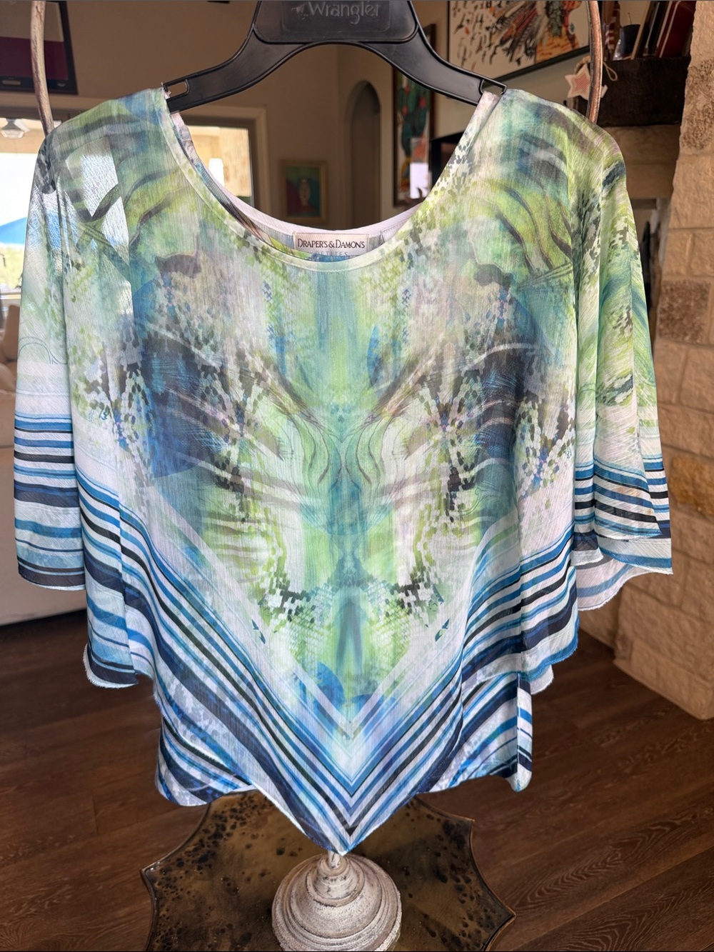Green Blue Printed Women's Top